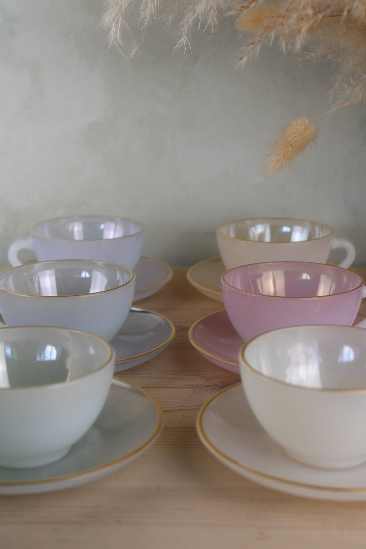 Set of 6 Arcopal Teacups and Saucers