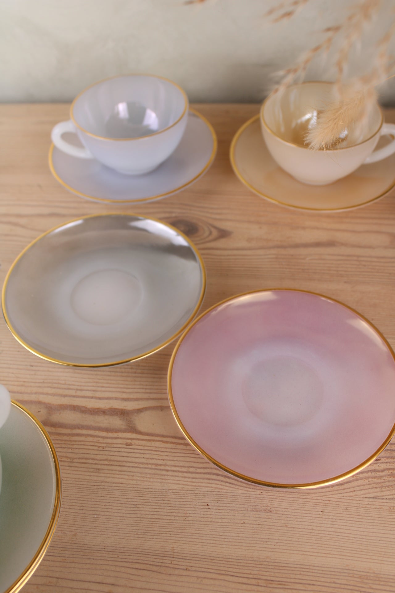Set of 6 Arcopal Teacups and Saucers