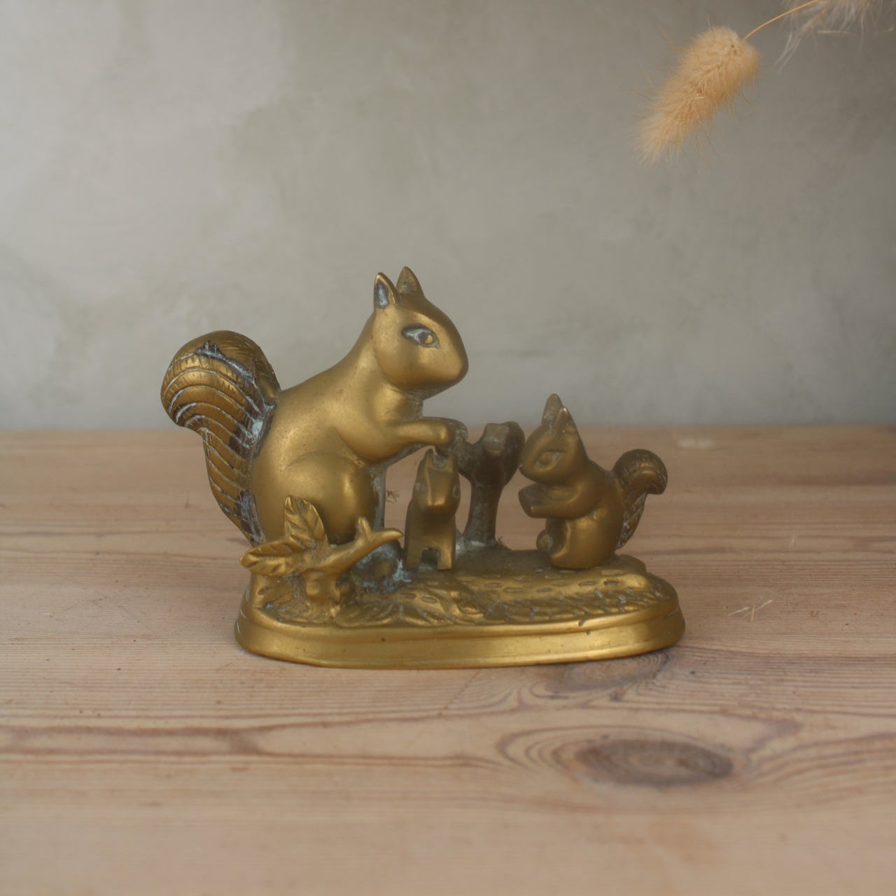 Brass Squirrel Family Figurine