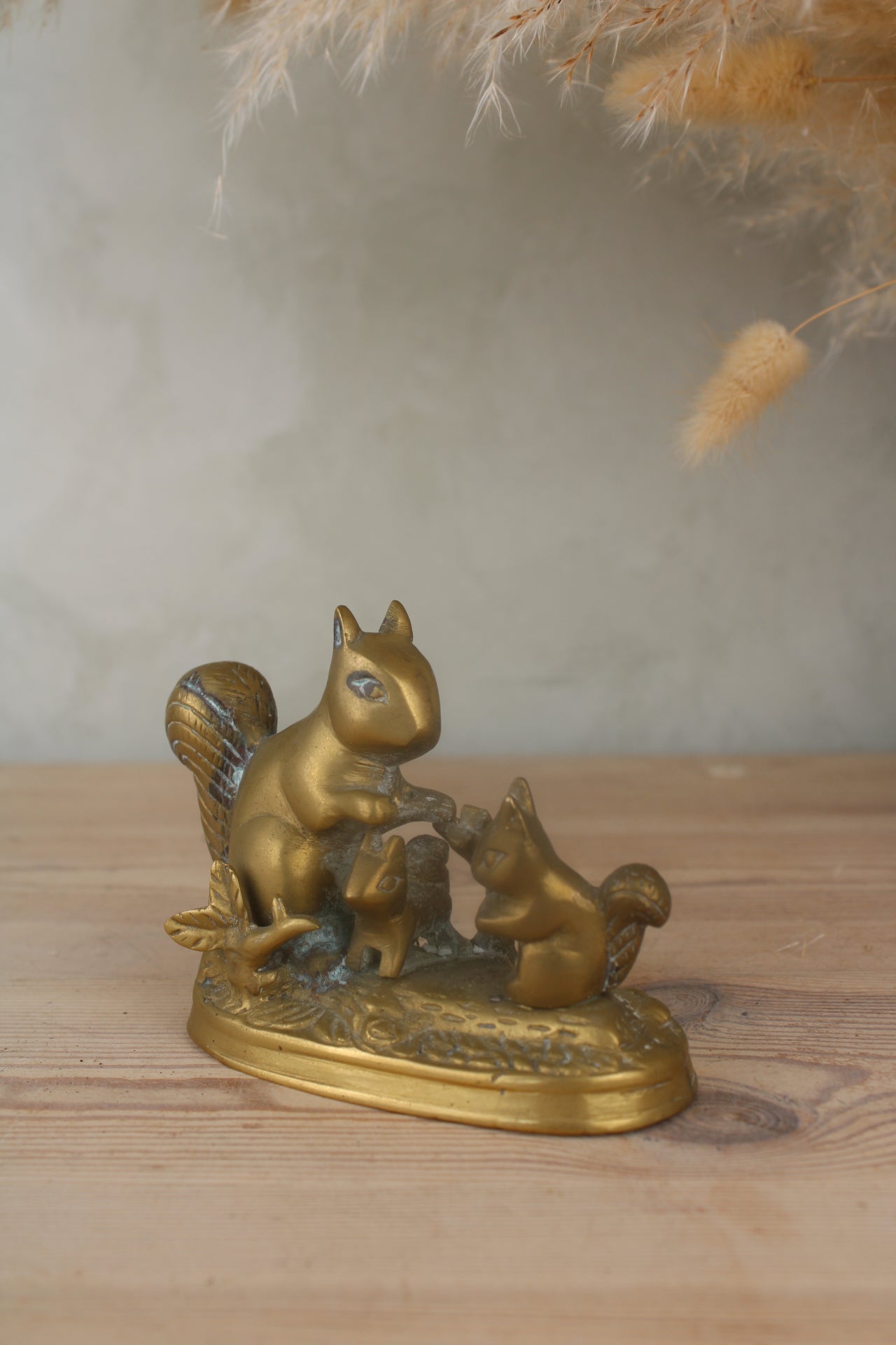 Brass Squirrel Family Figurine