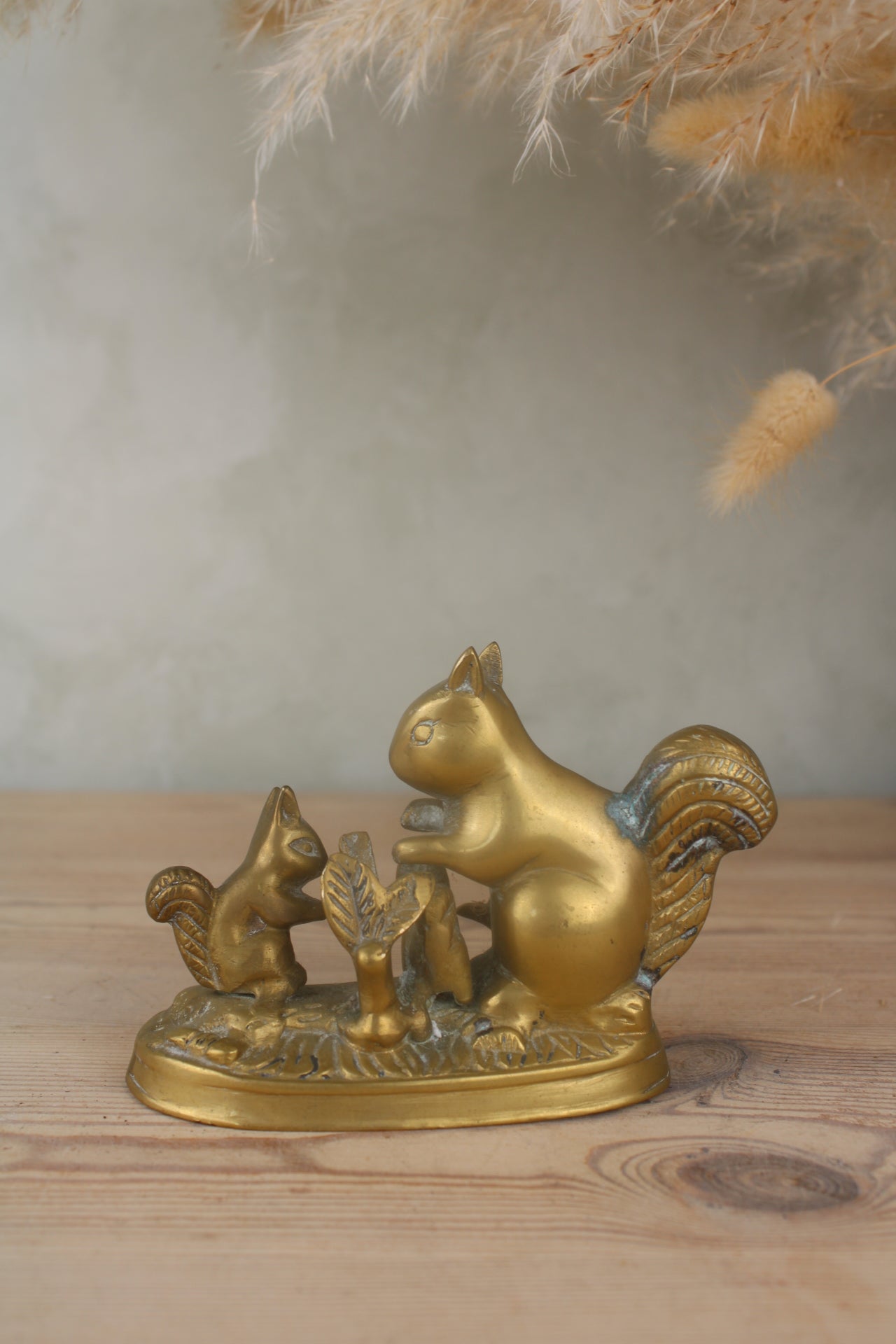 Brass Squirrel Family Figurine