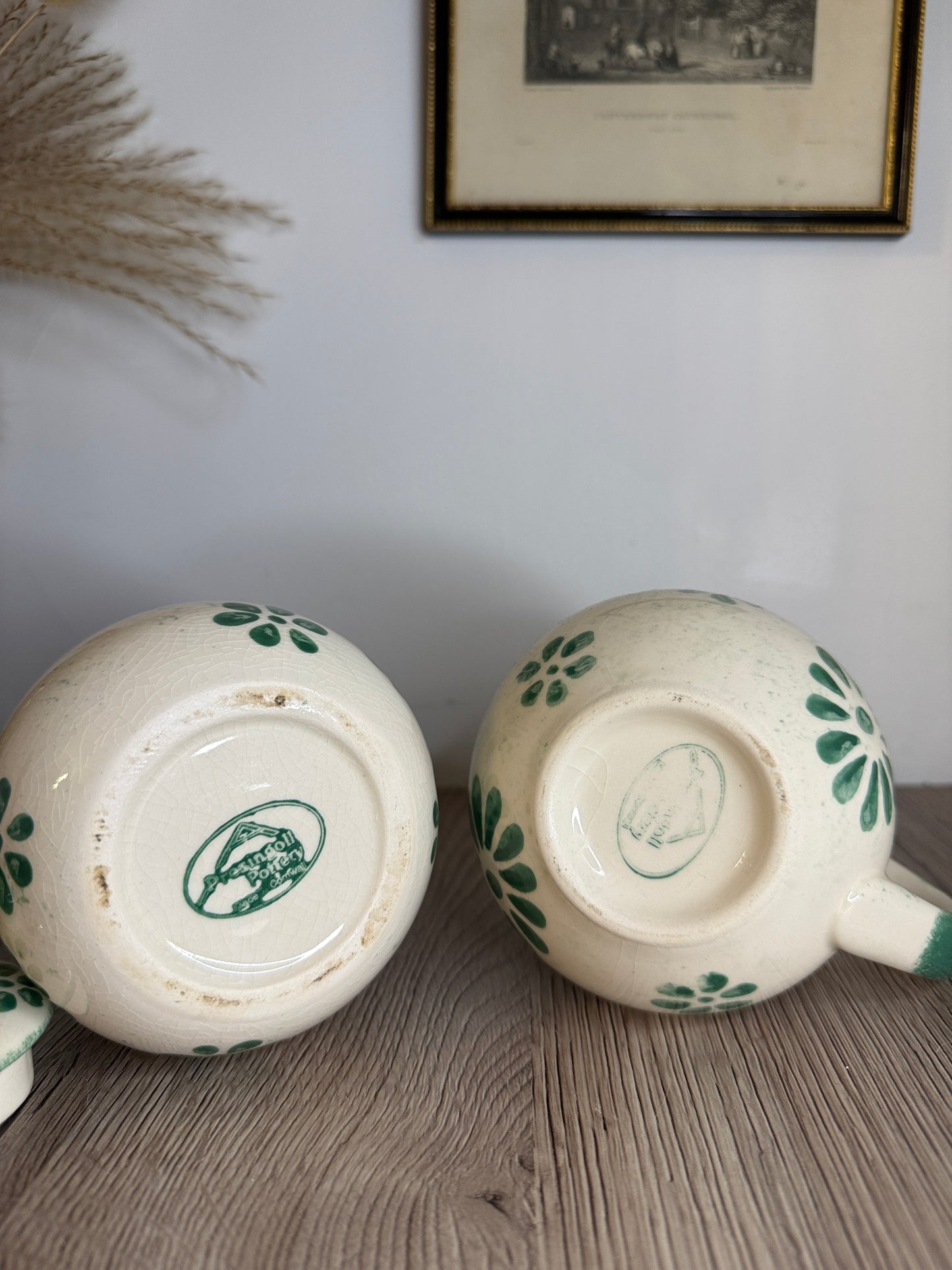 Presingoll Vintage Green and White Milk Jug and Sugar Jar