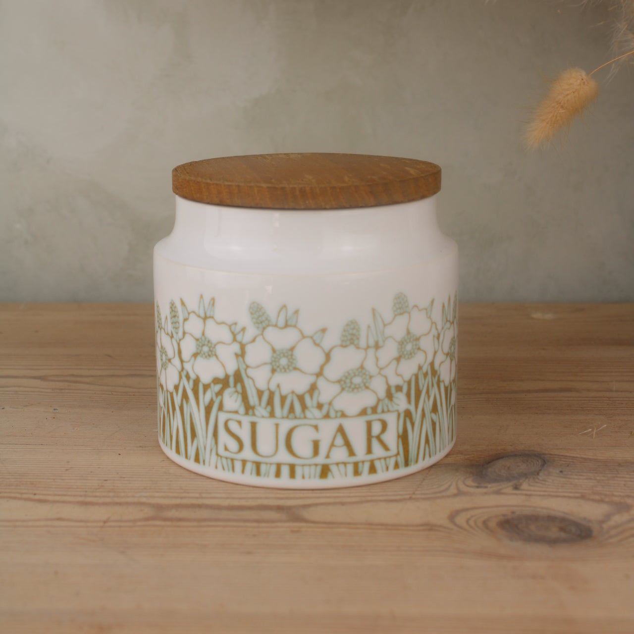 Hornsea Fleur Sugar Jar with Wooden Lid