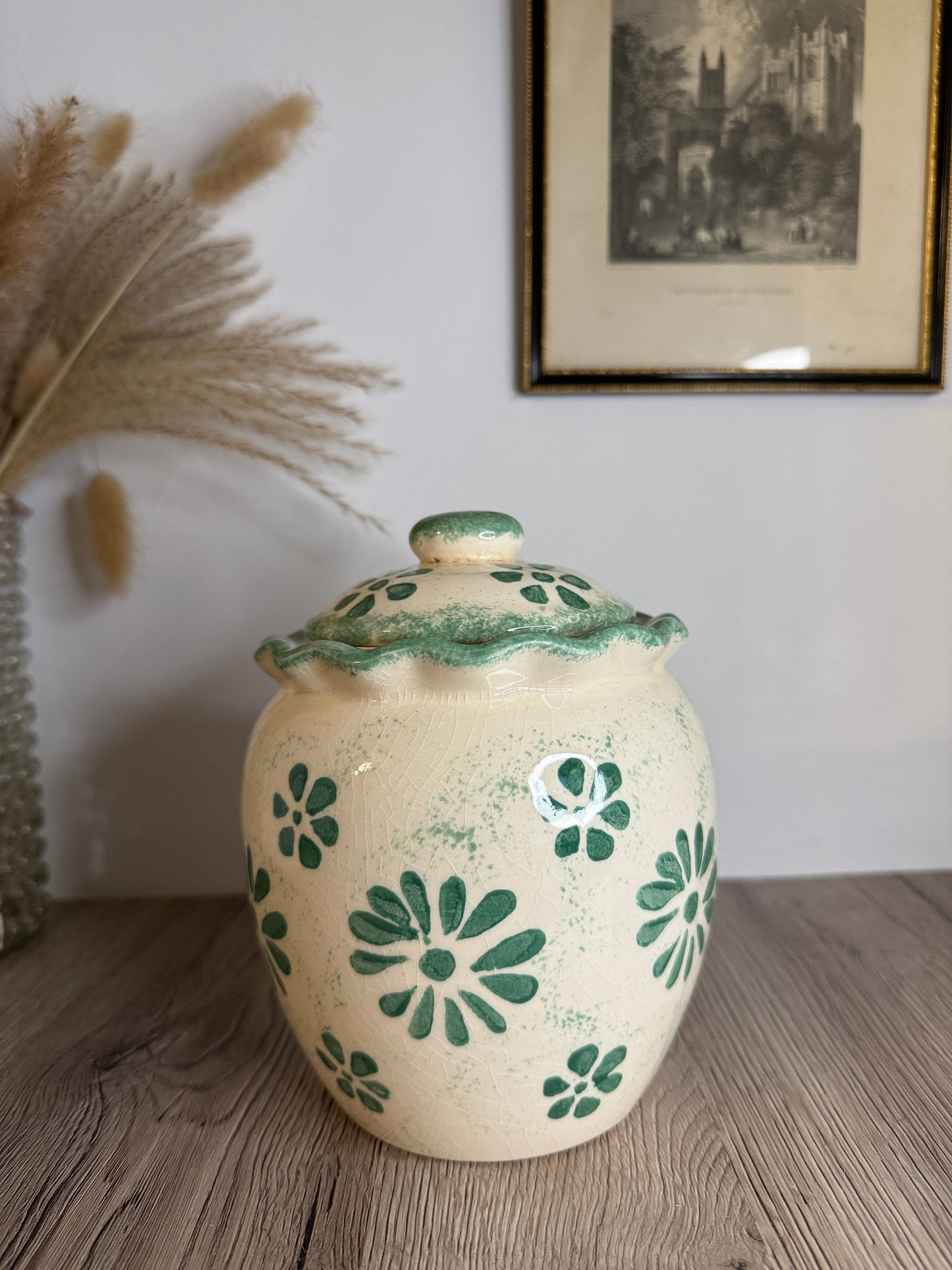 Presingoll Vintage Green and White Tea Storage Jar