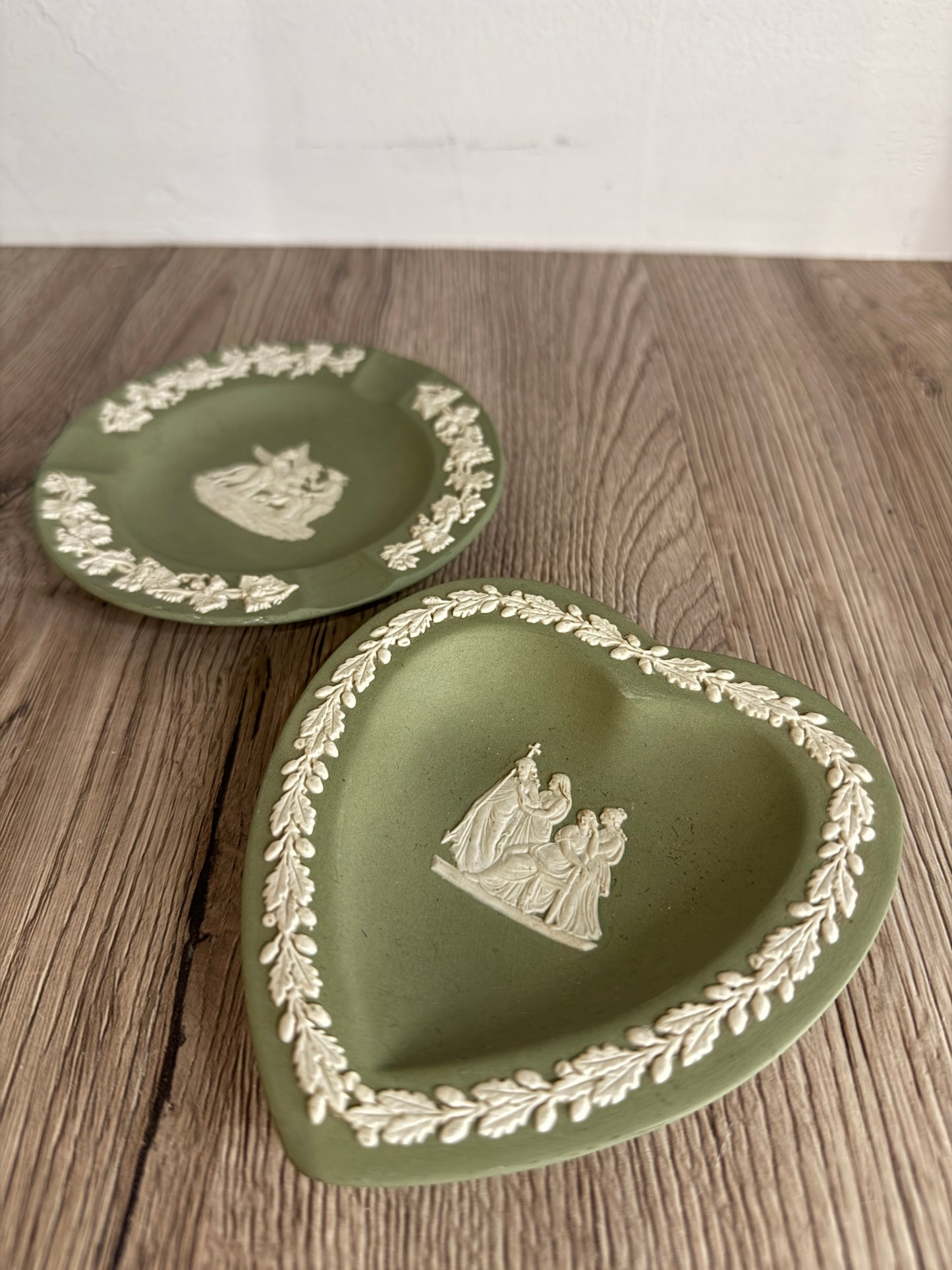 Wedgwood Jasperware Green Heart Plate and Round Plate