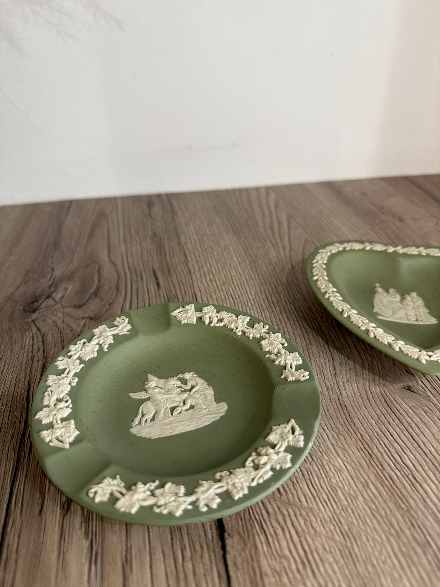 Wedgwood Jasperware Green Heart Plate and Round Plate