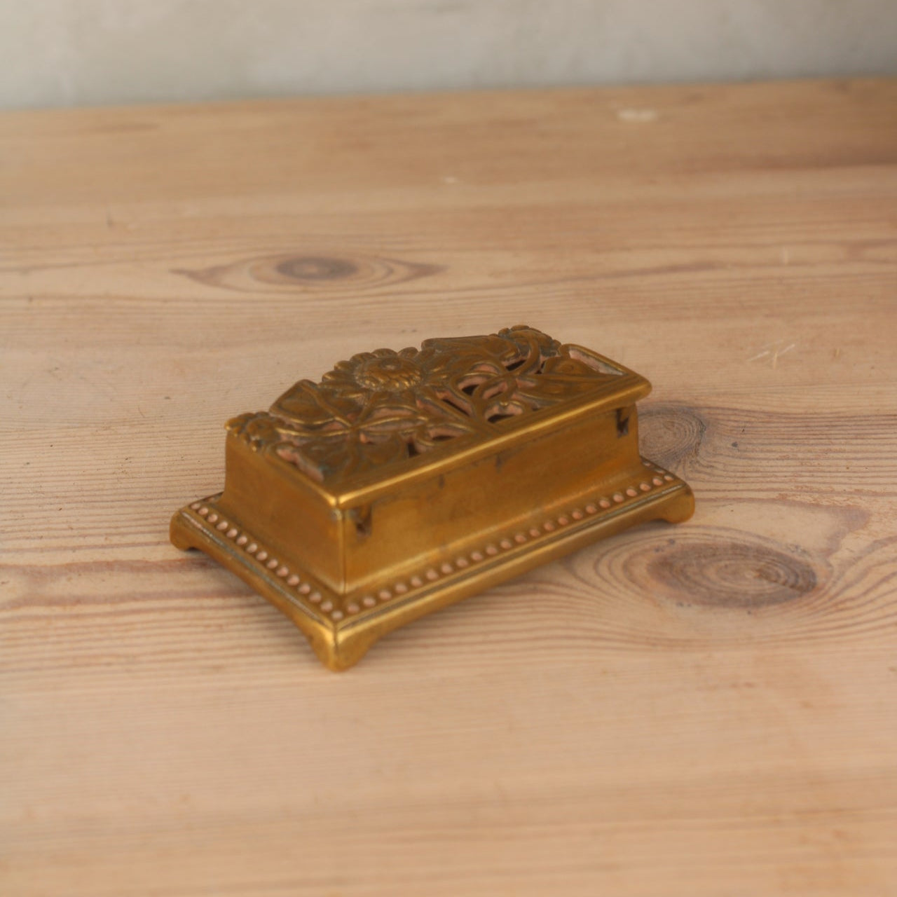 Brass Sunflower Stamp Box