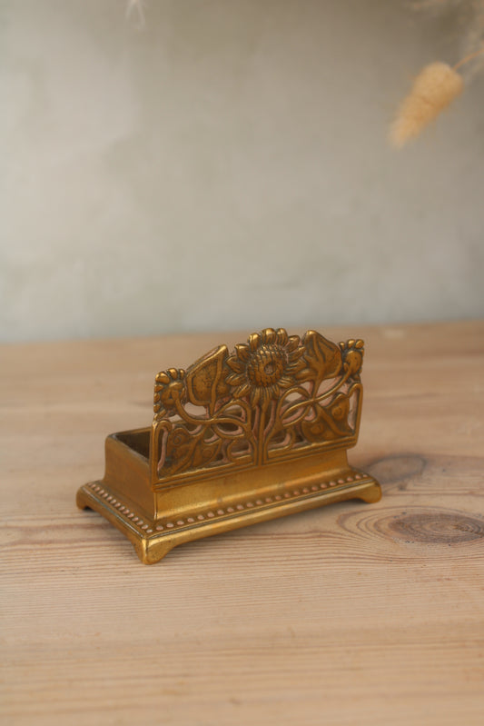 Brass Sunflower Stamp Box