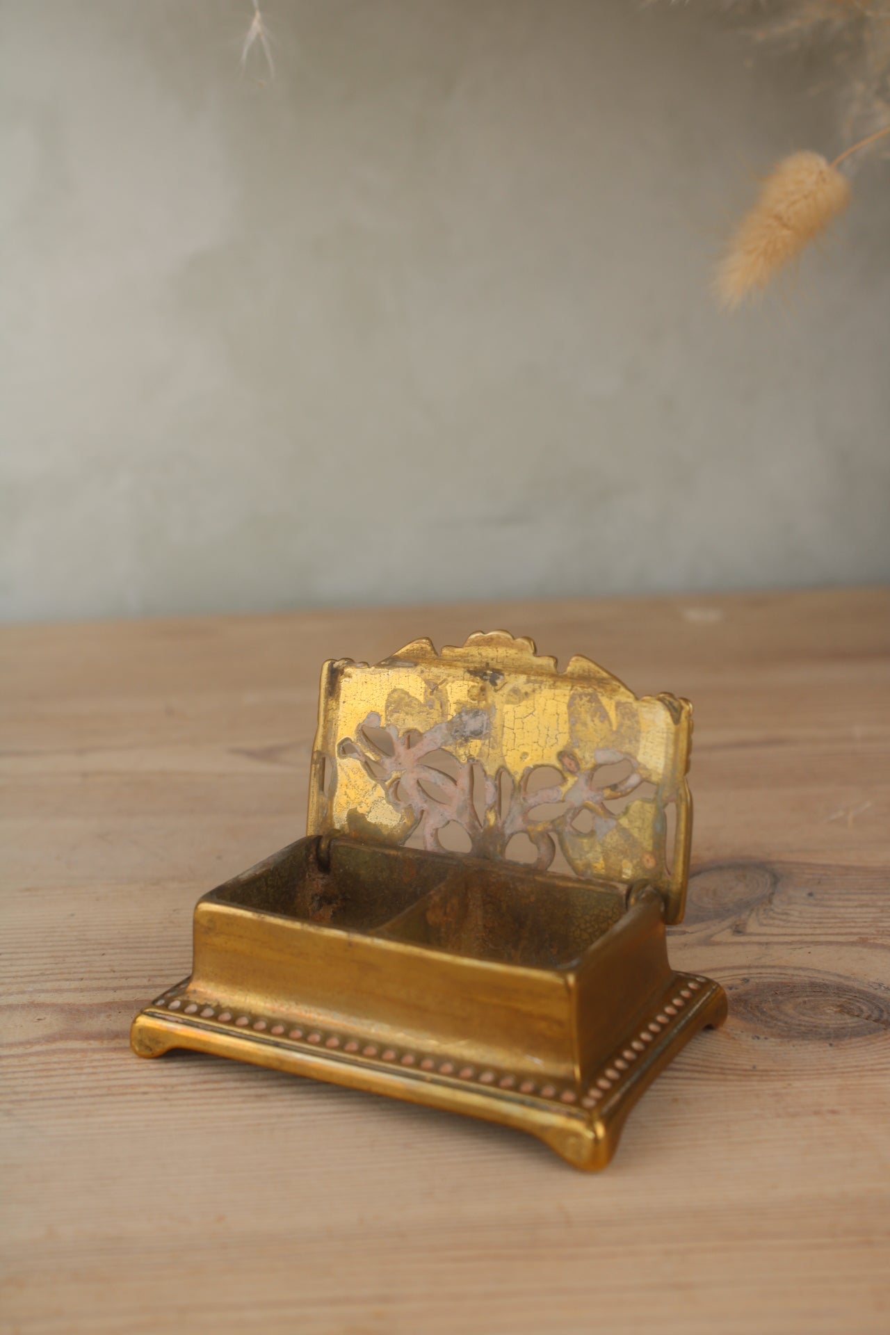 Brass Sunflower Stamp Box