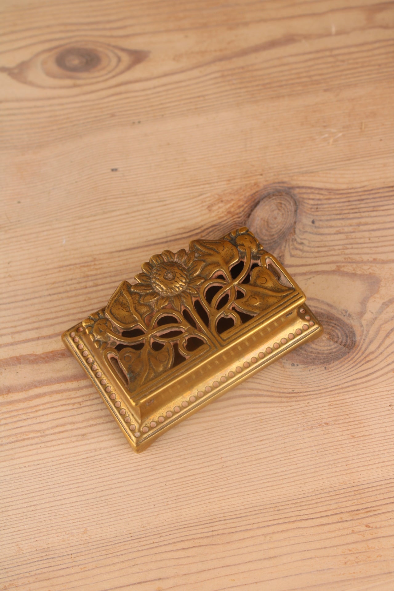 Brass Sunflower Stamp Box