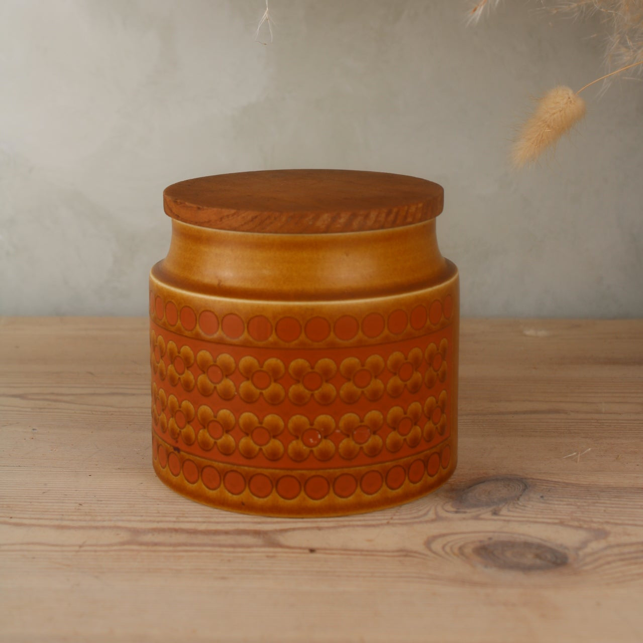 Hornsea Orange Jar with Wooden Lid