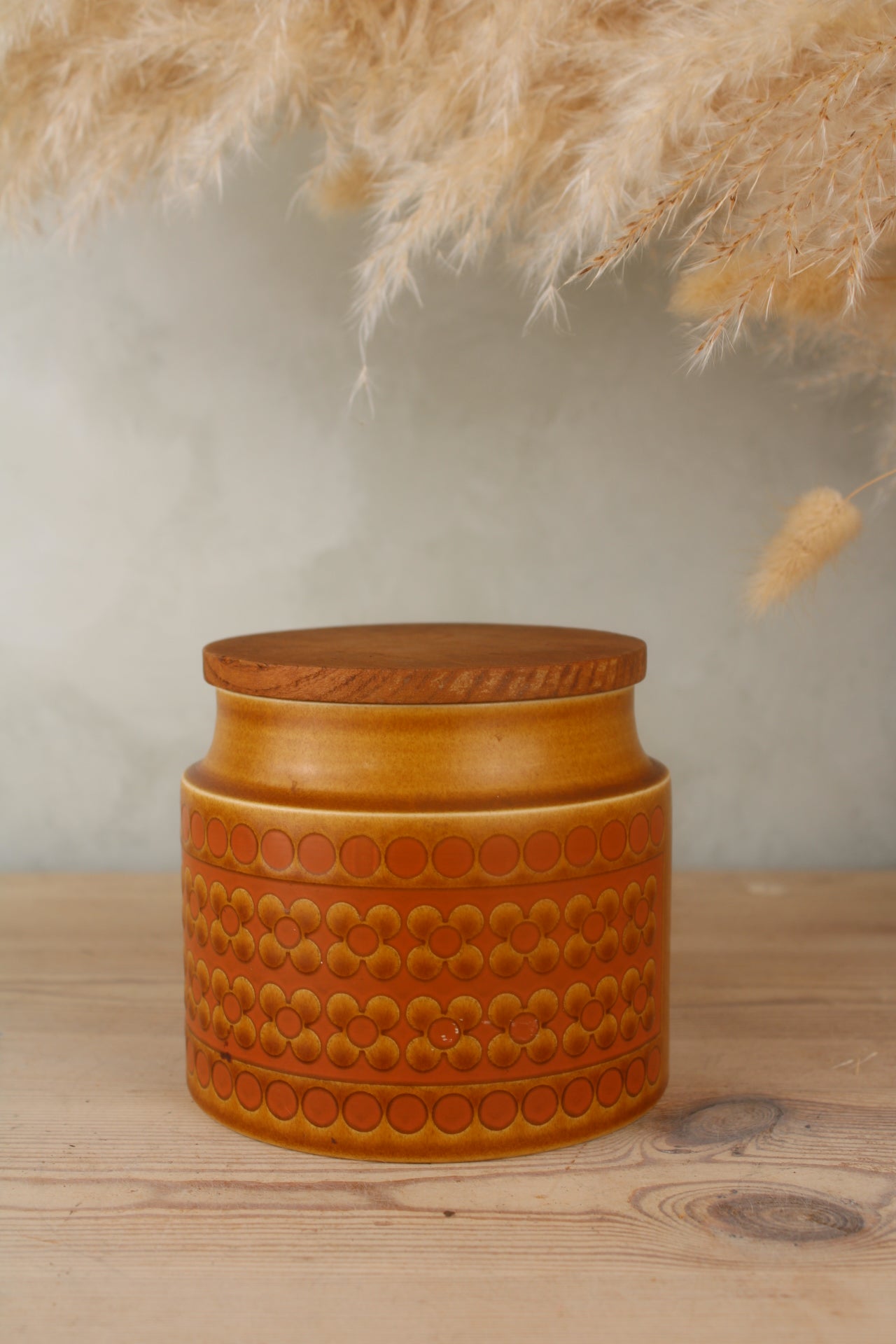 Hornsea Orange Jar with Wooden Lid