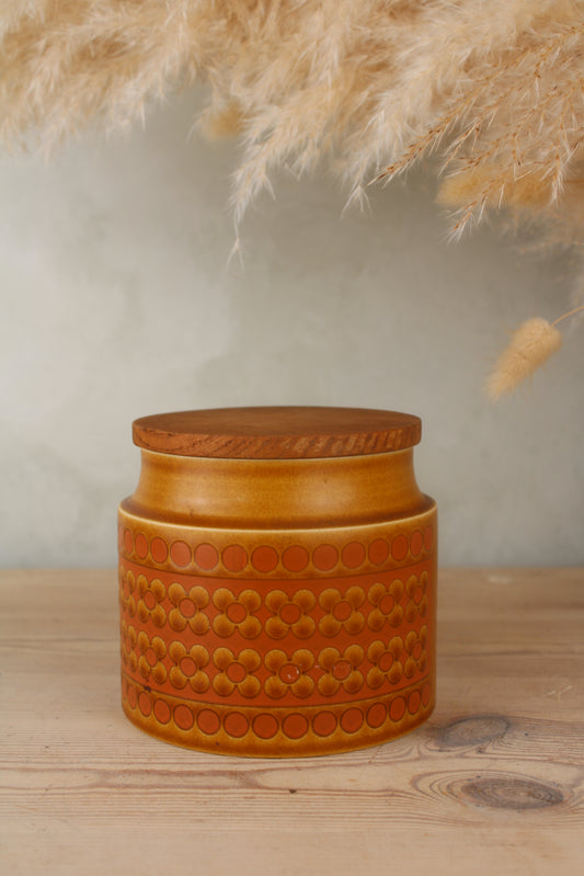 Hornsea Orange Jar with Wooden Lid
