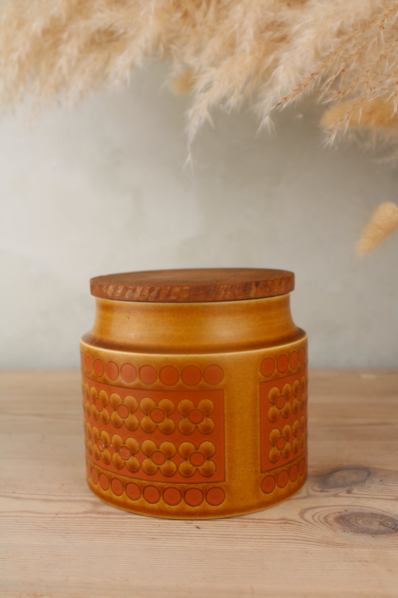 Hornsea Orange Jar with Wooden Lid