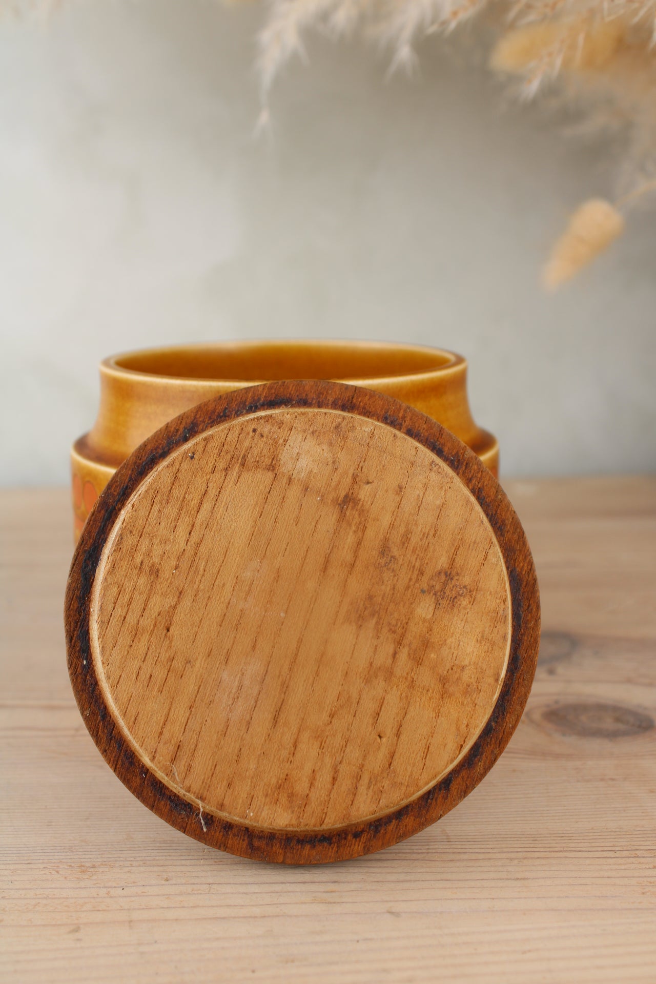 Hornsea Orange Jar with Wooden Lid