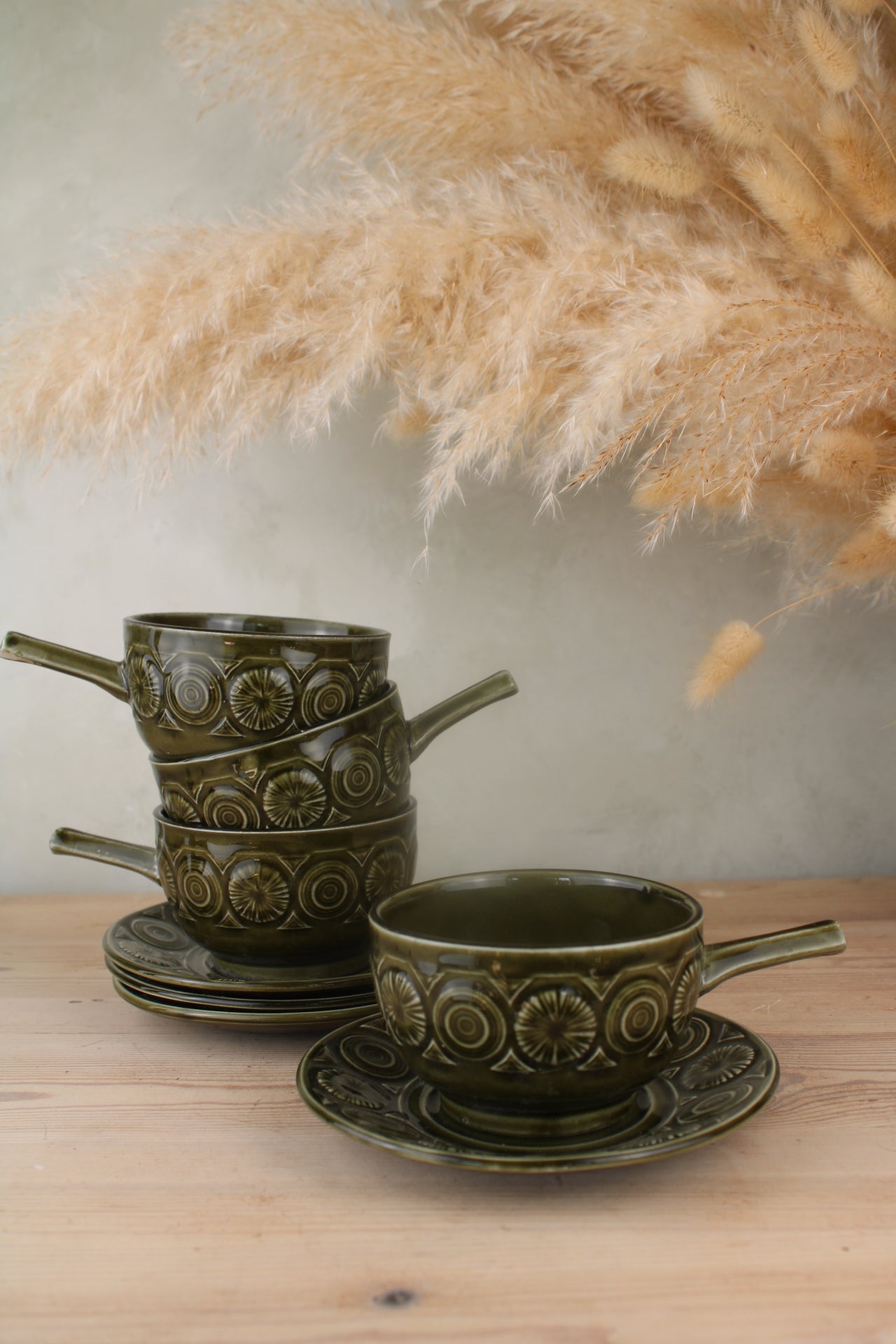 Set of 4 Tams Soup Bowls with Saucers