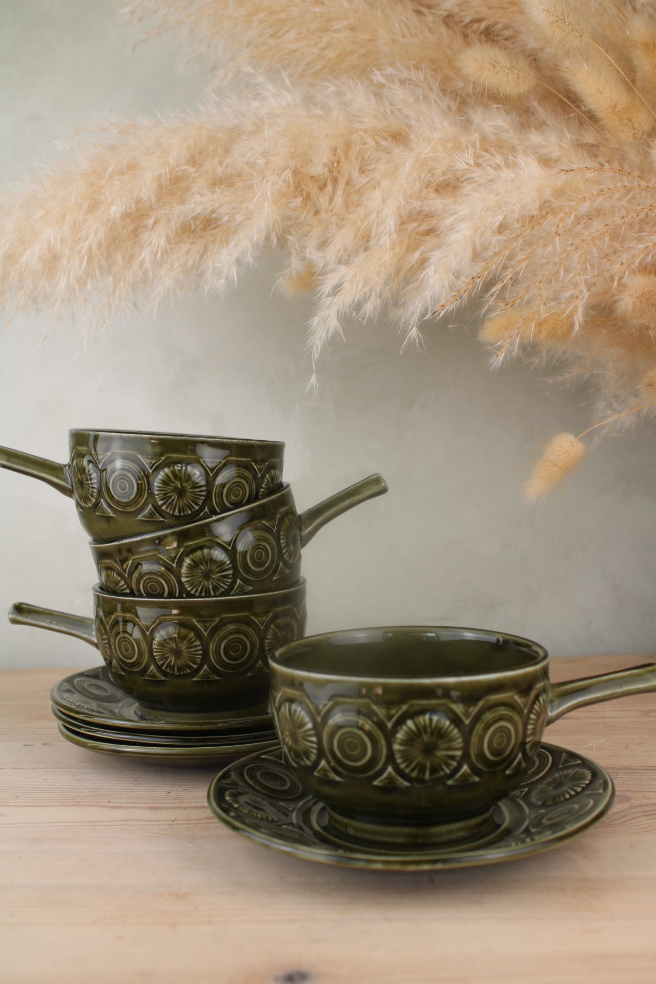 Set of 4 Tams Soup Bowls with Saucers