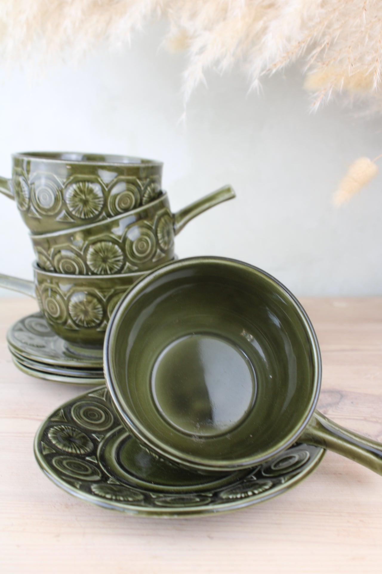 Set of 4 Tams Soup Bowls with Saucers
