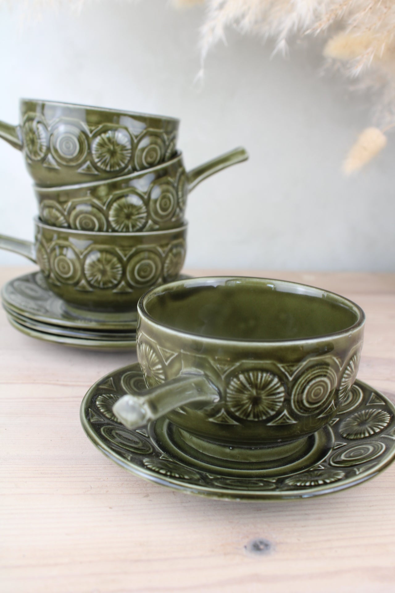 Set of 4 Tams Soup Bowls with Saucers
