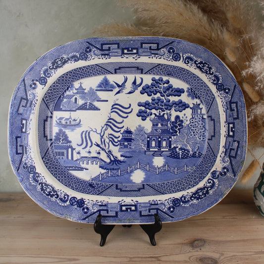 Extra Large Blue and White Old Willow Platter