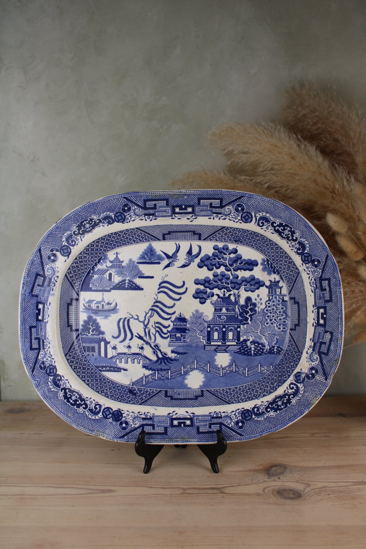 Extra Large Blue and White Old Willow Platter