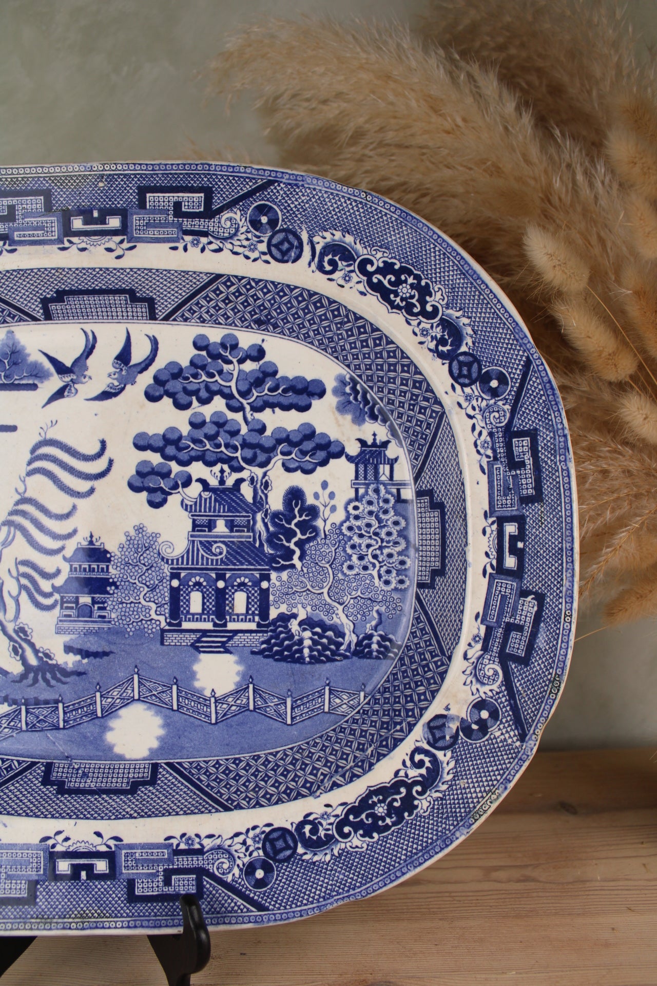 Extra Large Blue and White Old Willow Platter