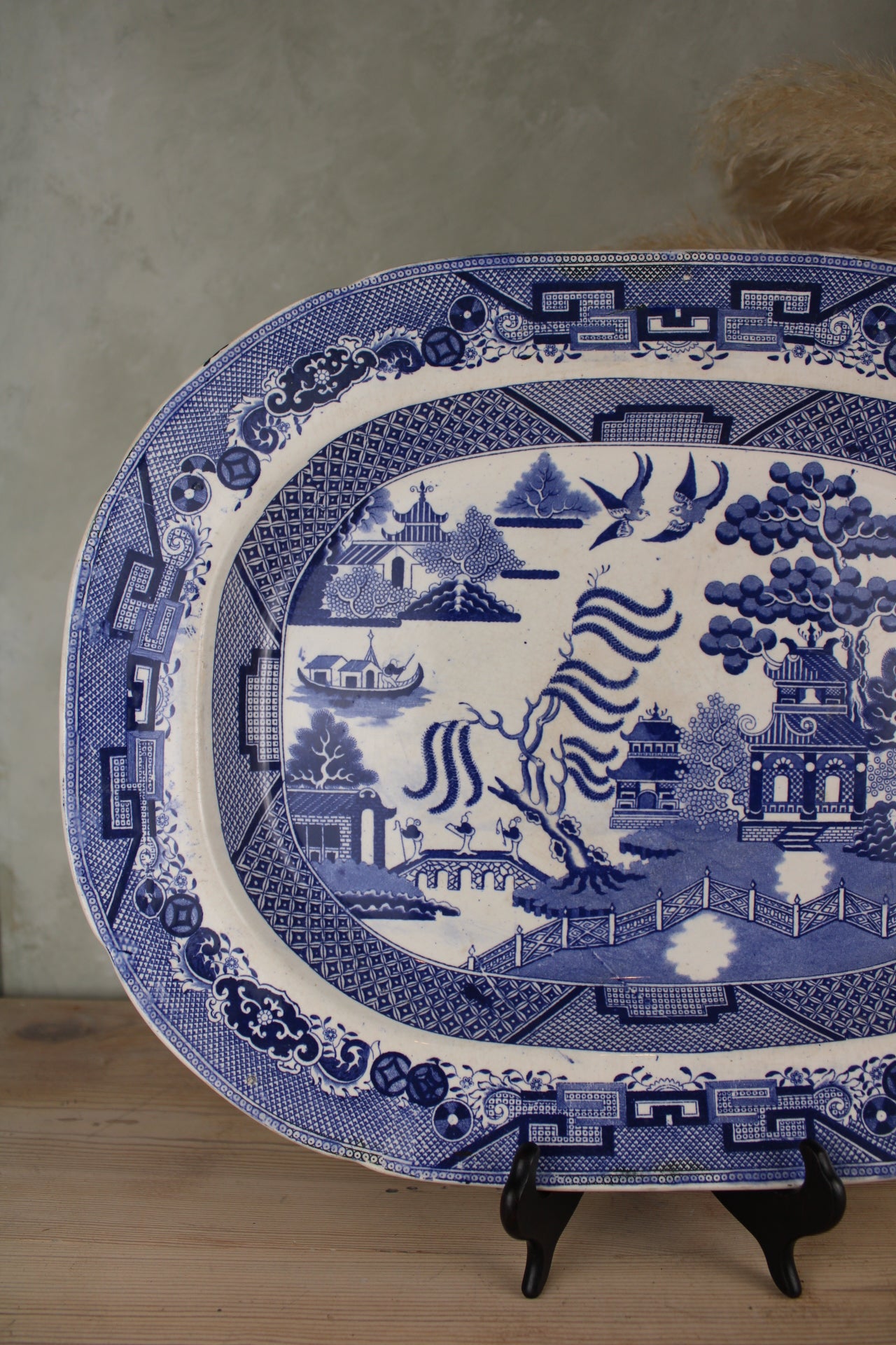 Extra Large Blue and White Old Willow Platter