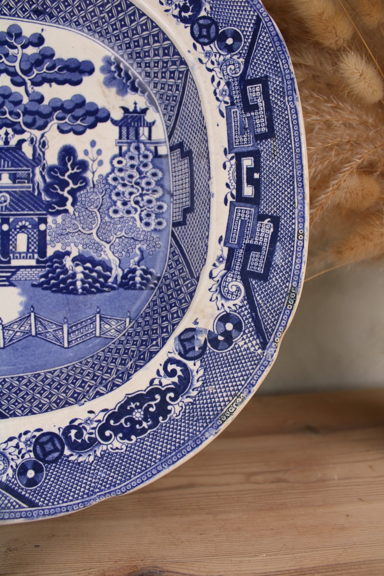 Extra Large Blue and White Old Willow Platter