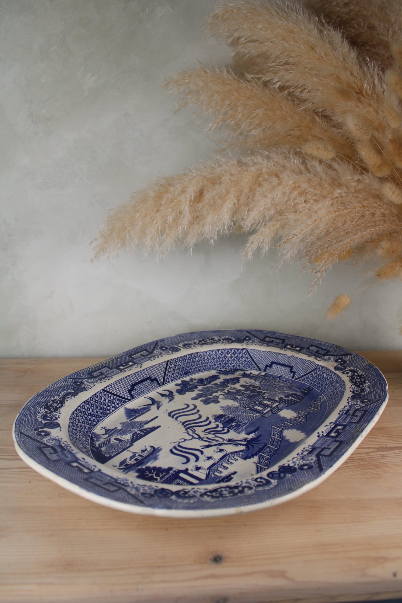 Extra Large Blue and White Old Willow Platter