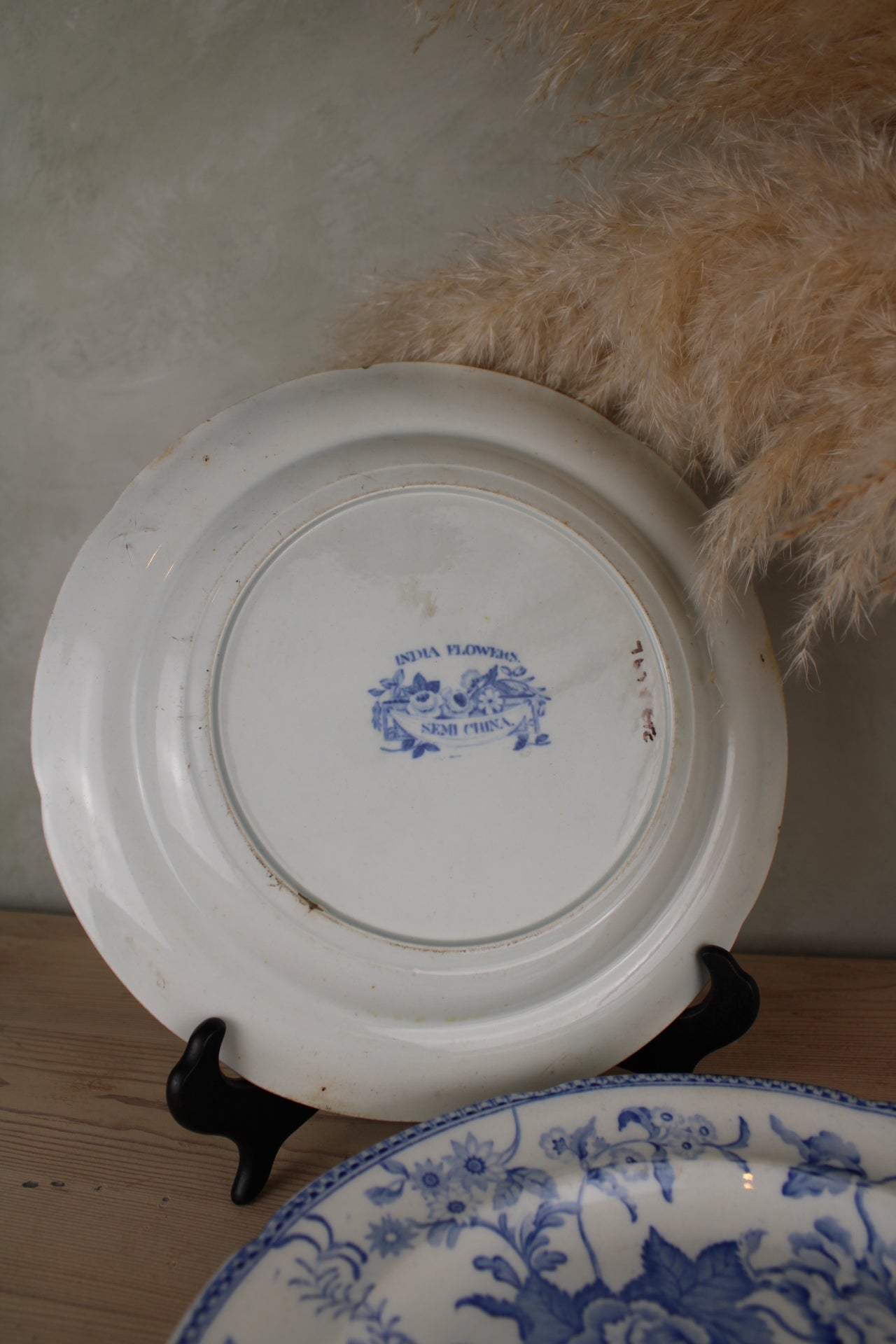 Set of 4 India Flowers Blue and White Plates