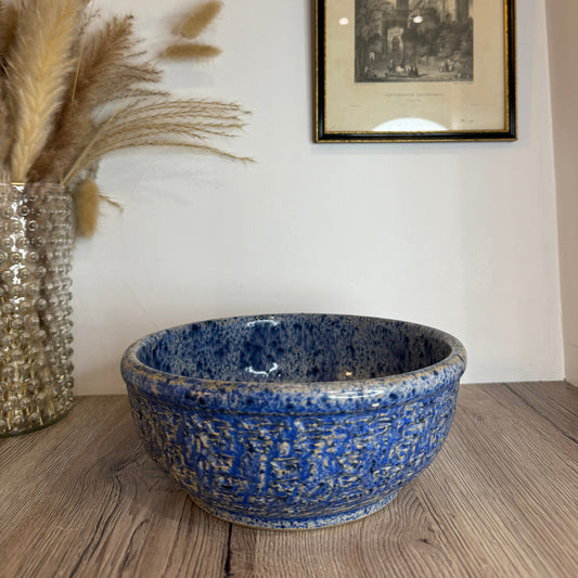 Large Vintage Blue Stoneware Bowl