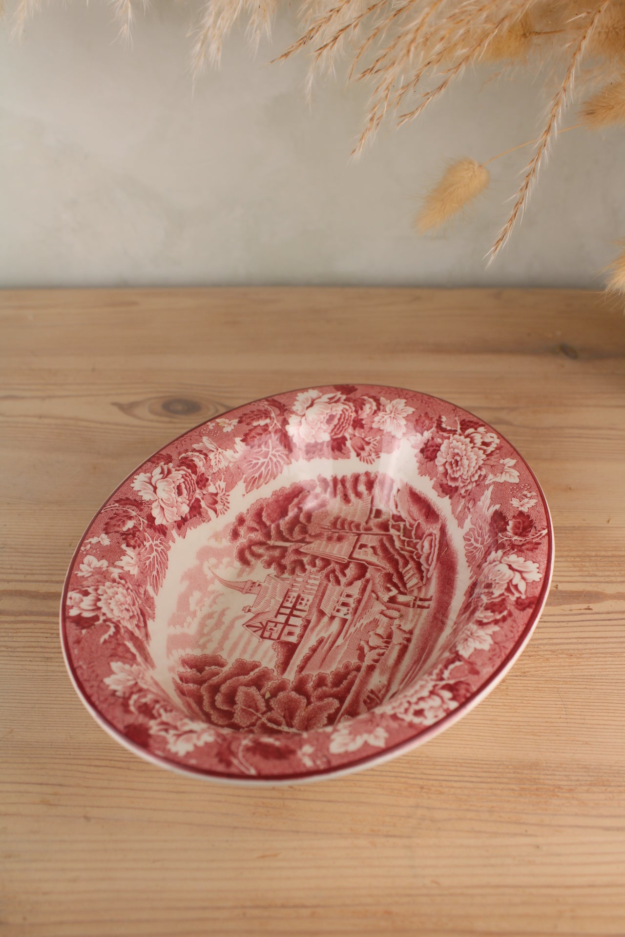 Woods Ware Pink and White Serving Bowl