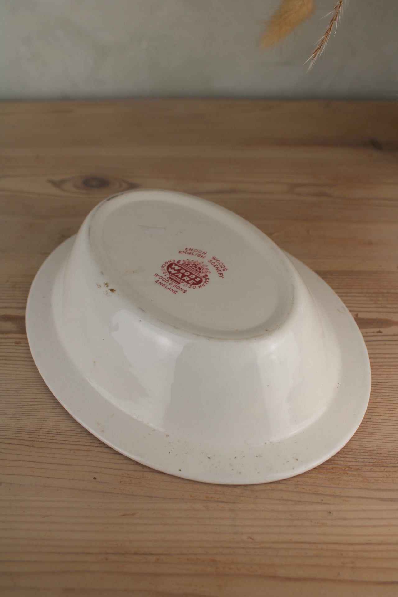 Woods Ware Pink and White Serving Bowl