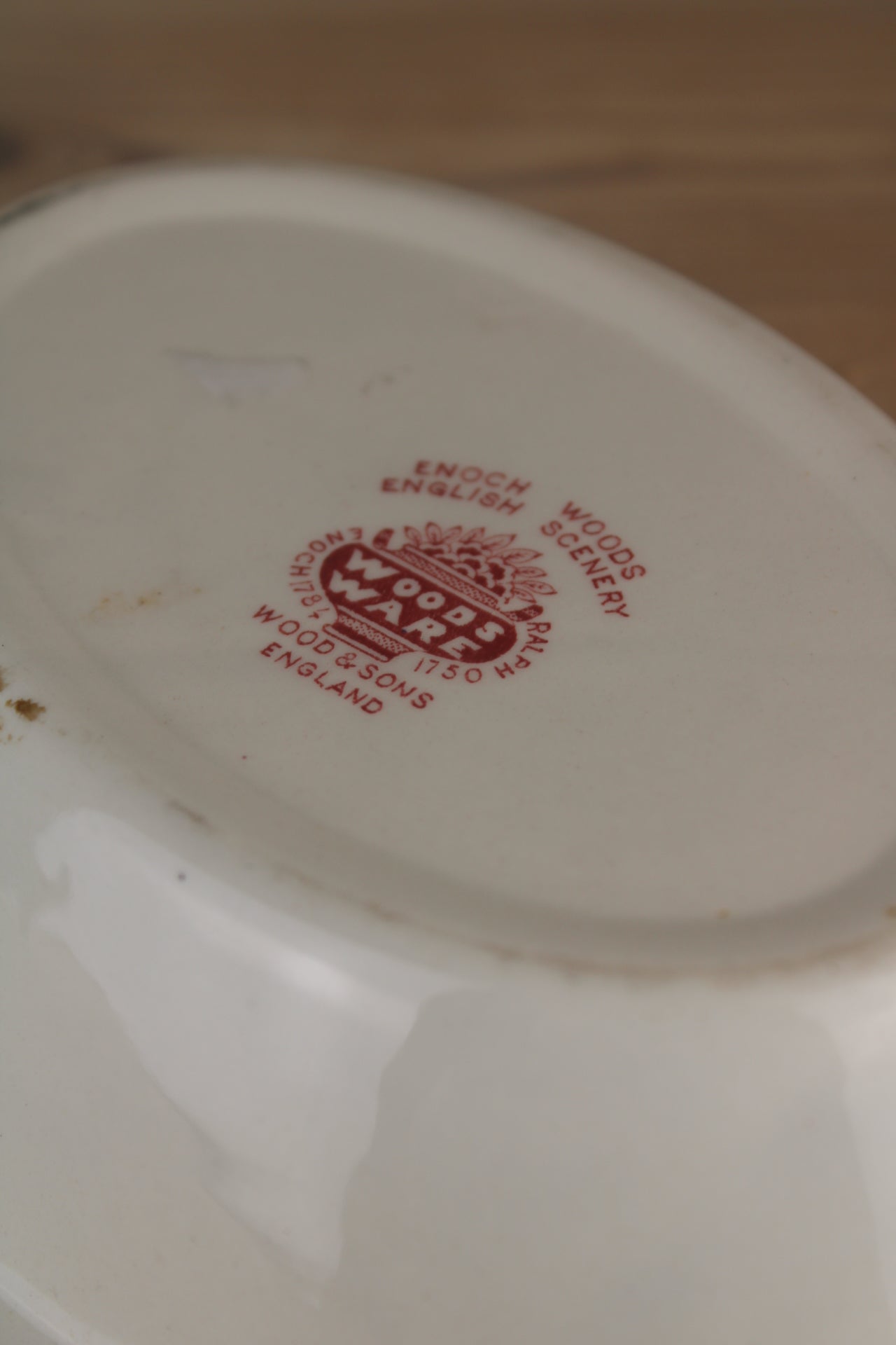 Woods Ware Pink and White Serving Bowl