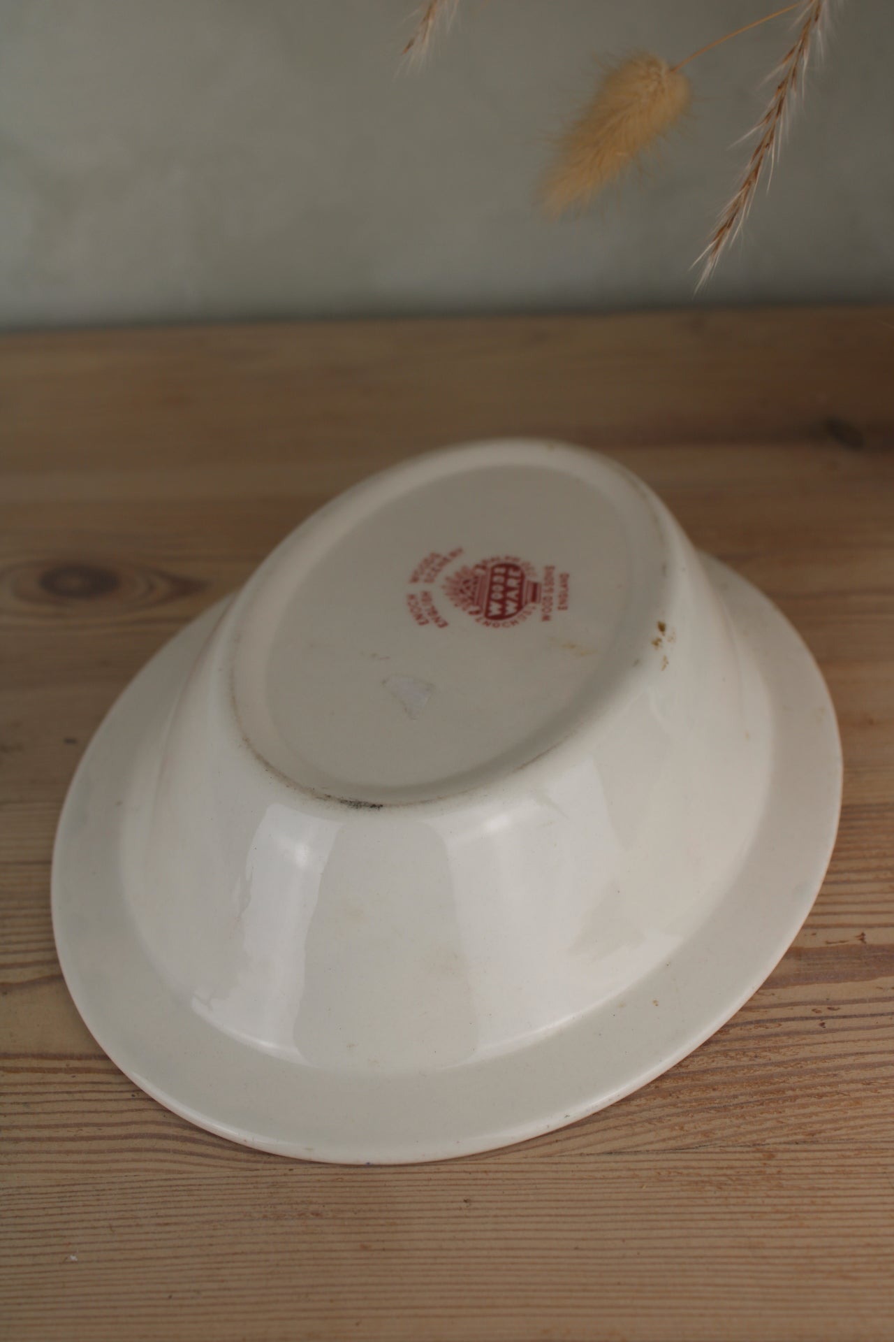 Woods Ware Pink and White Serving Bowl