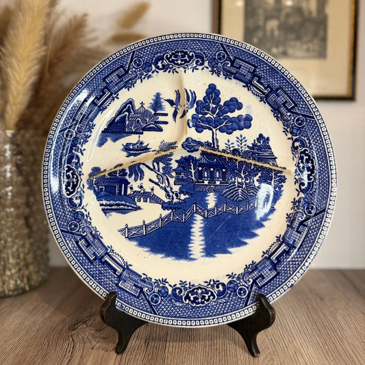 Old Willow Blue and White Sectioned Serving Plate