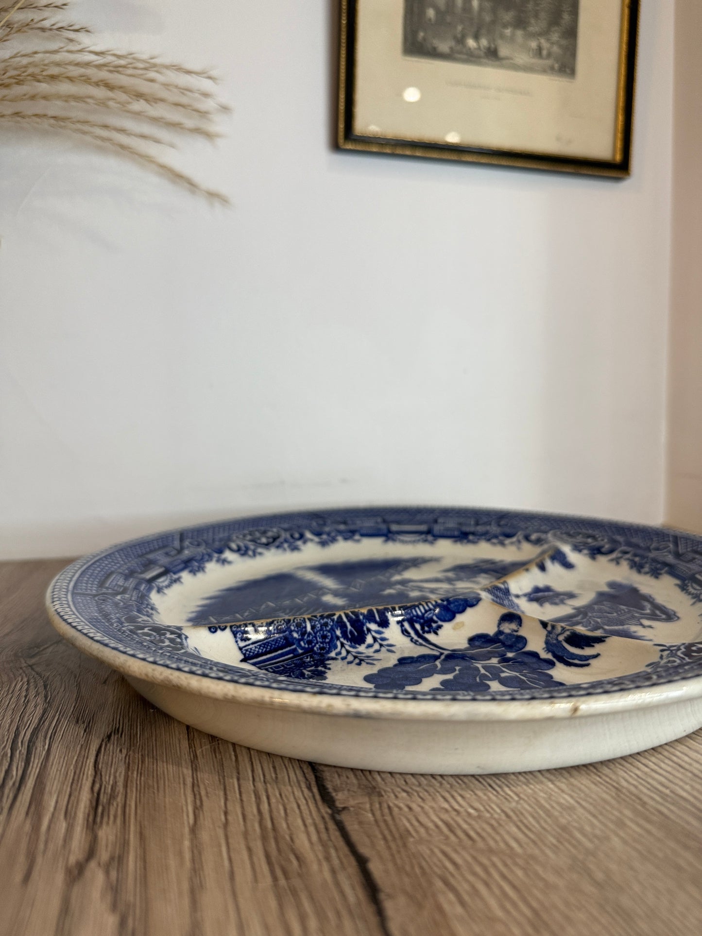 Old Willow Blue and White Sectioned Serving Plate