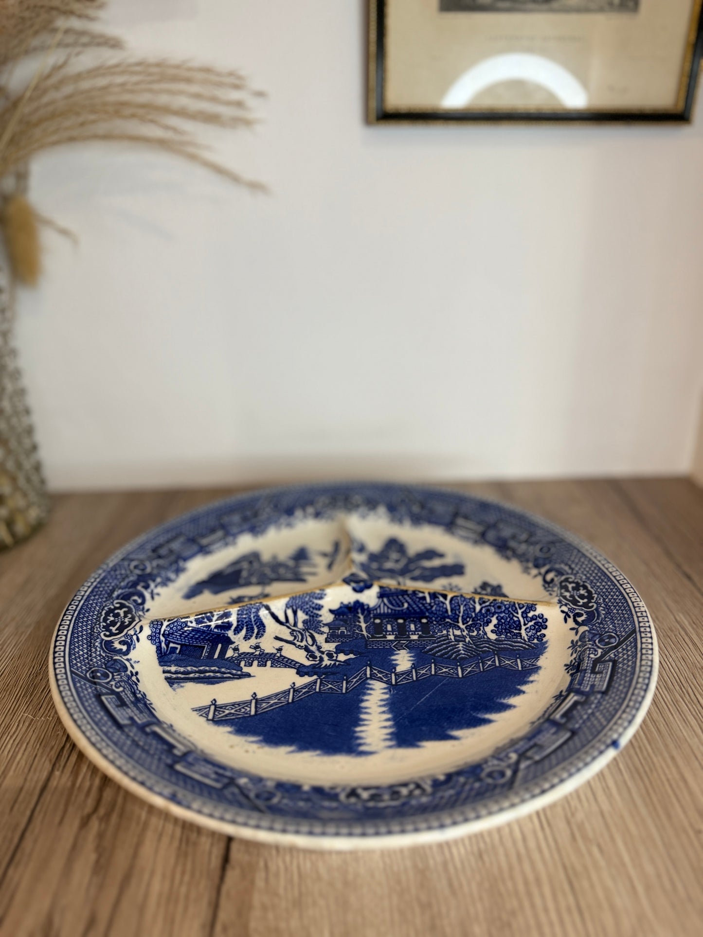 Old Willow Blue and White Sectioned Serving Plate