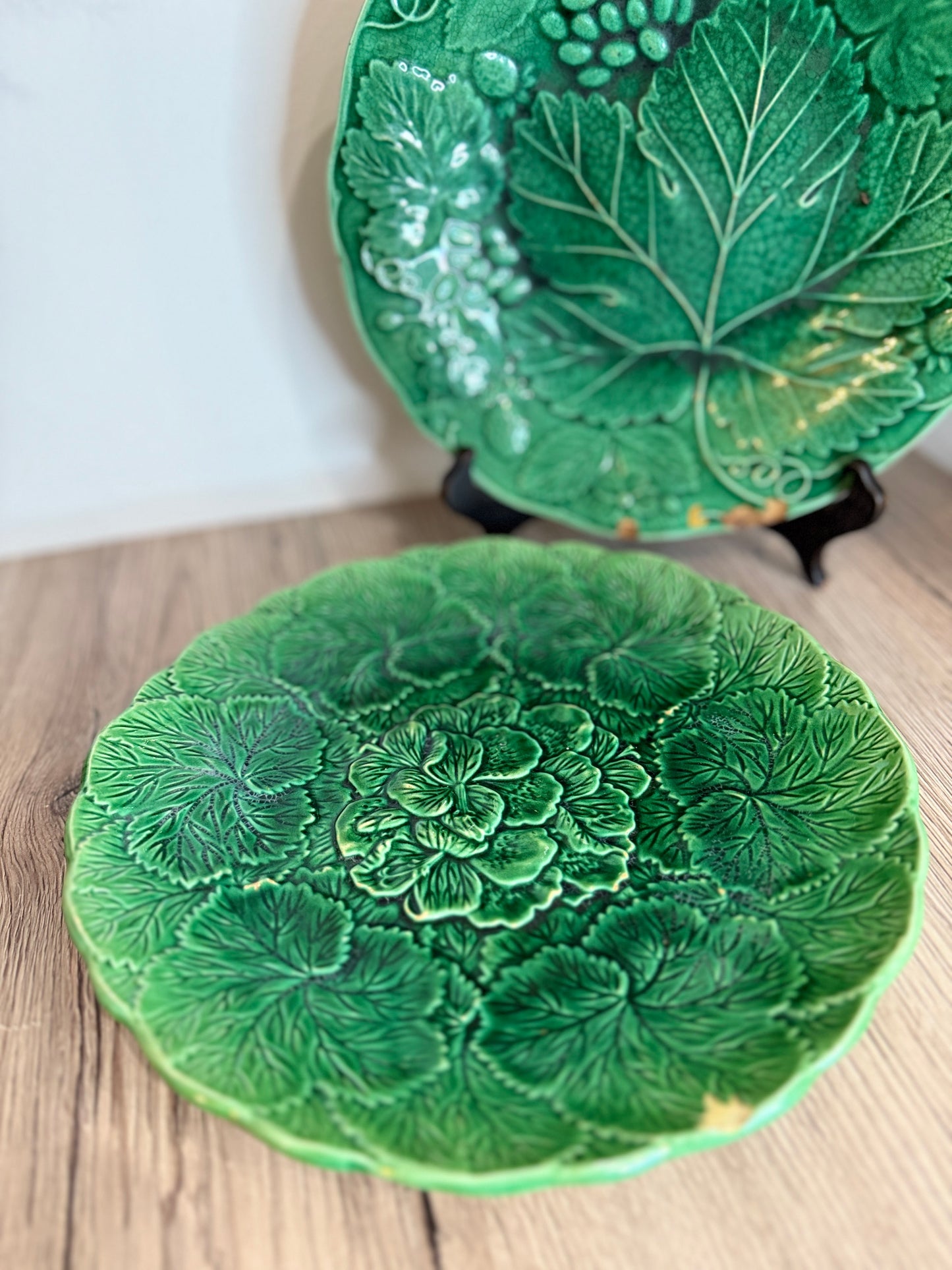 Pair of Green Leaf Vintage Wedgewood Plates