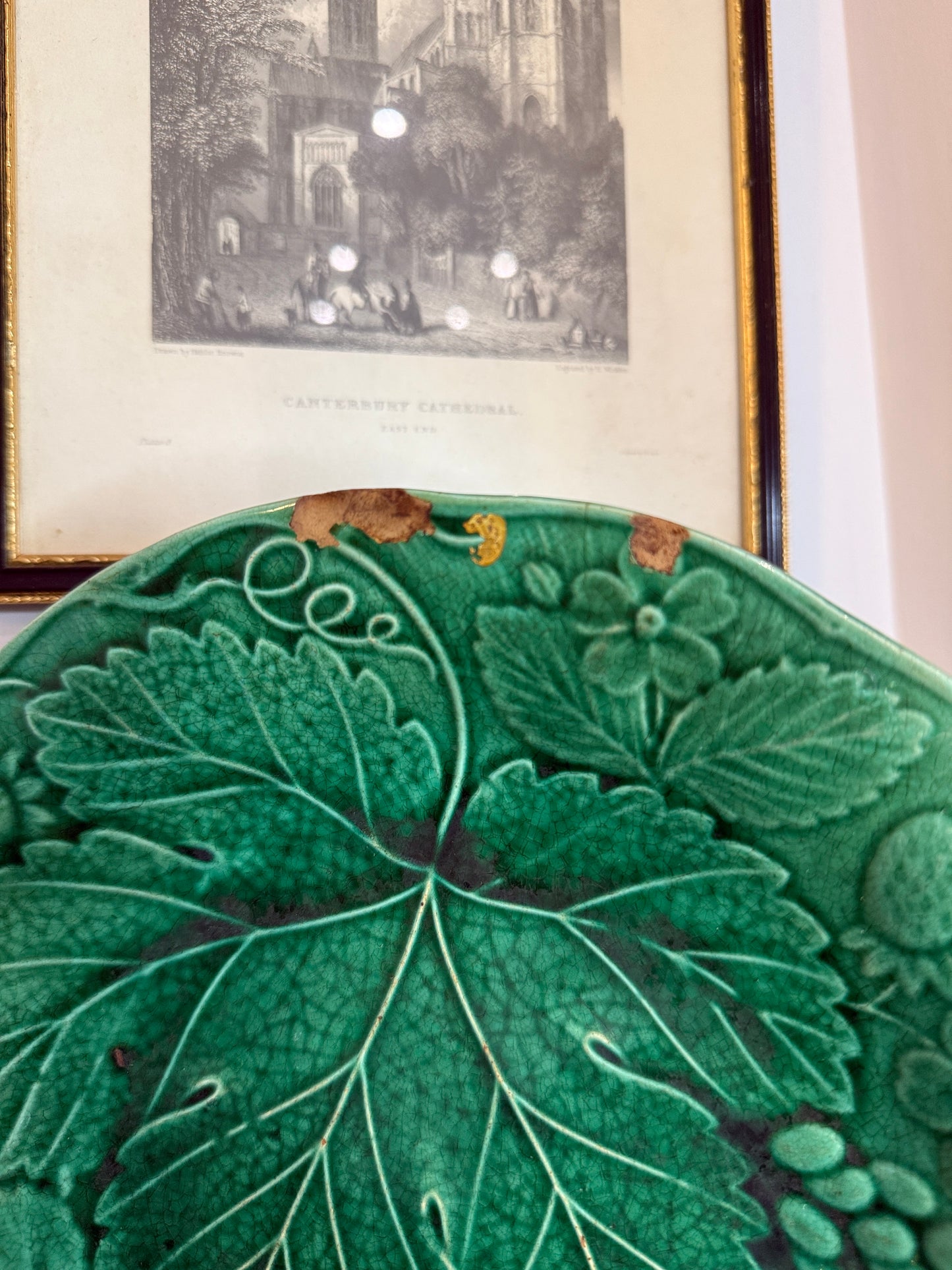 Pair of Green Leaf Vintage Wedgewood Plates