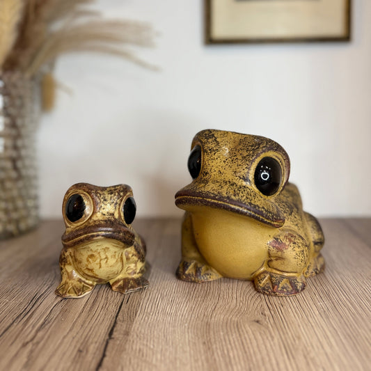 Pair of Stoneware Toad Frog Plant Pots