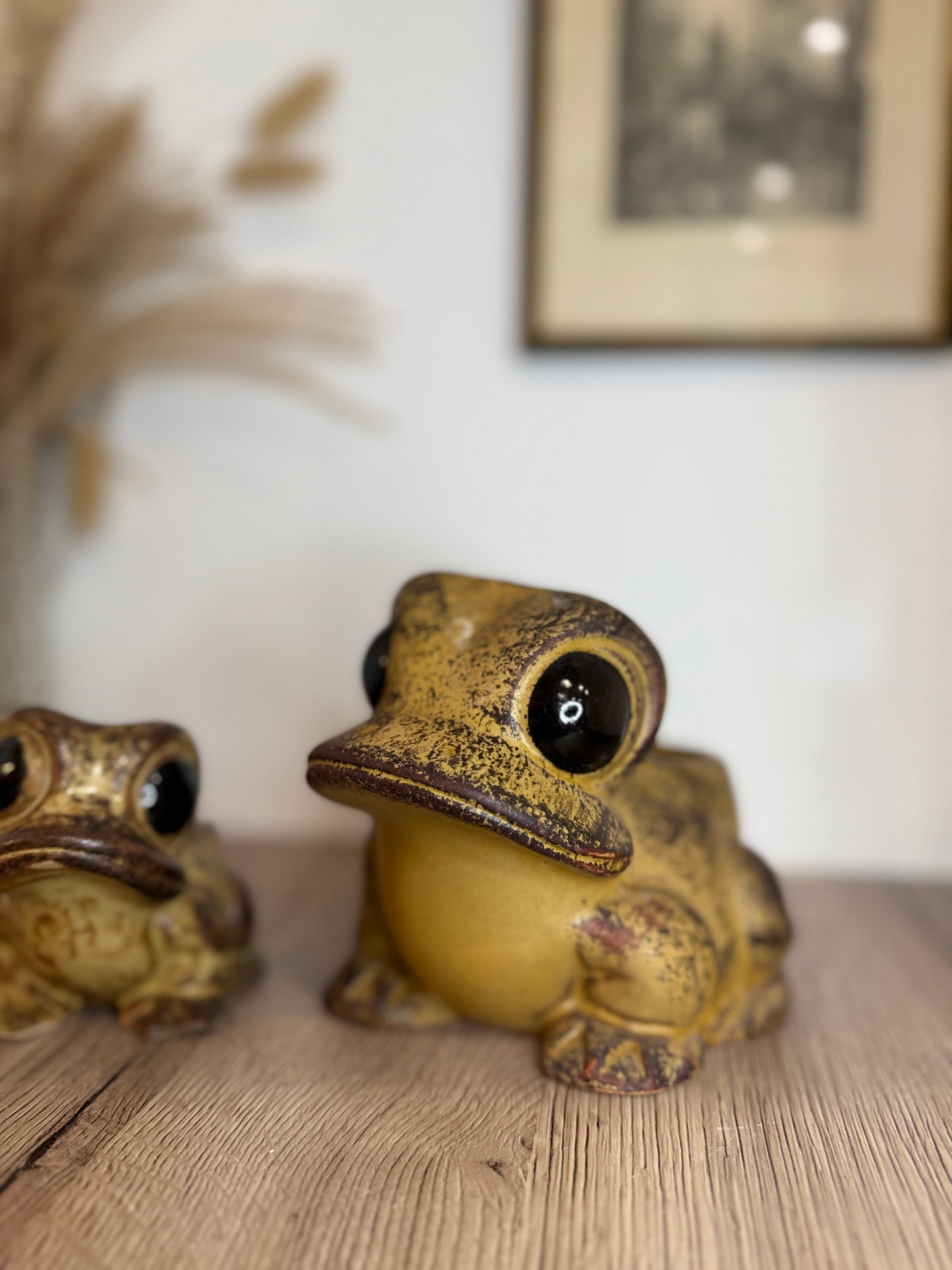 Pair of Stoneware Toad Frog Plant Pots