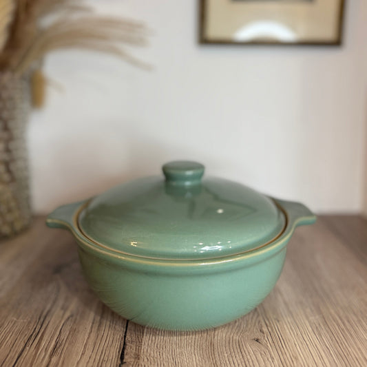 Green Denby Round Casserole Dish with Lid and Handles