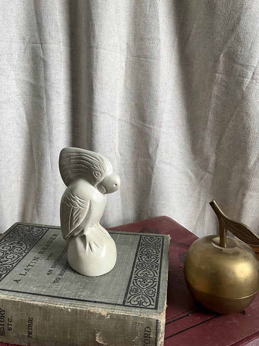 Vintage hand carved soapstone parrot bird figurine