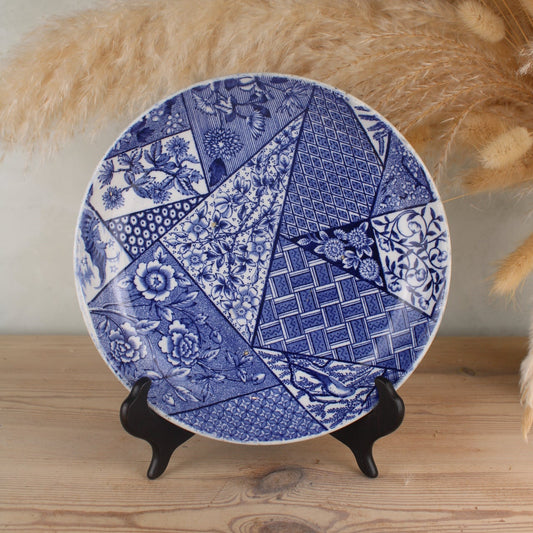 Blue and White Patchwork Plate