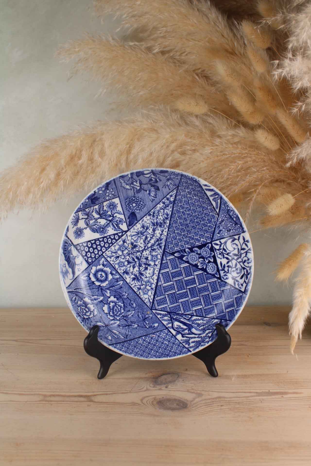 Blue and White Patchwork Plate