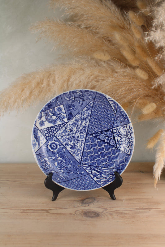 Blue and White Patchwork Plate