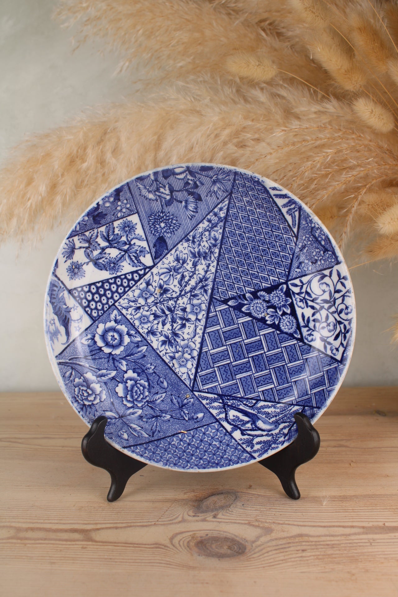 Blue and White Patchwork Plate