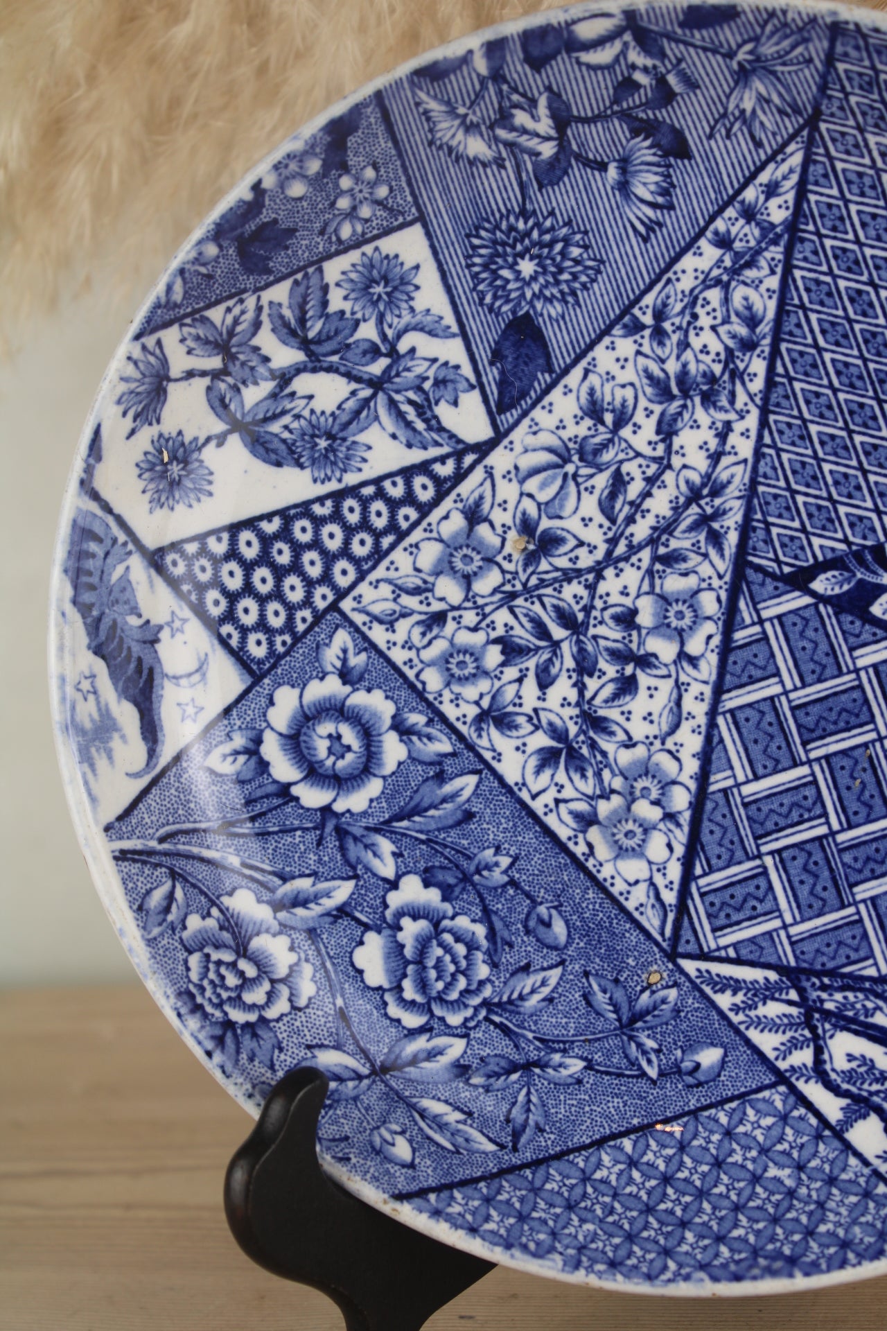 Blue and White Patchwork Plate