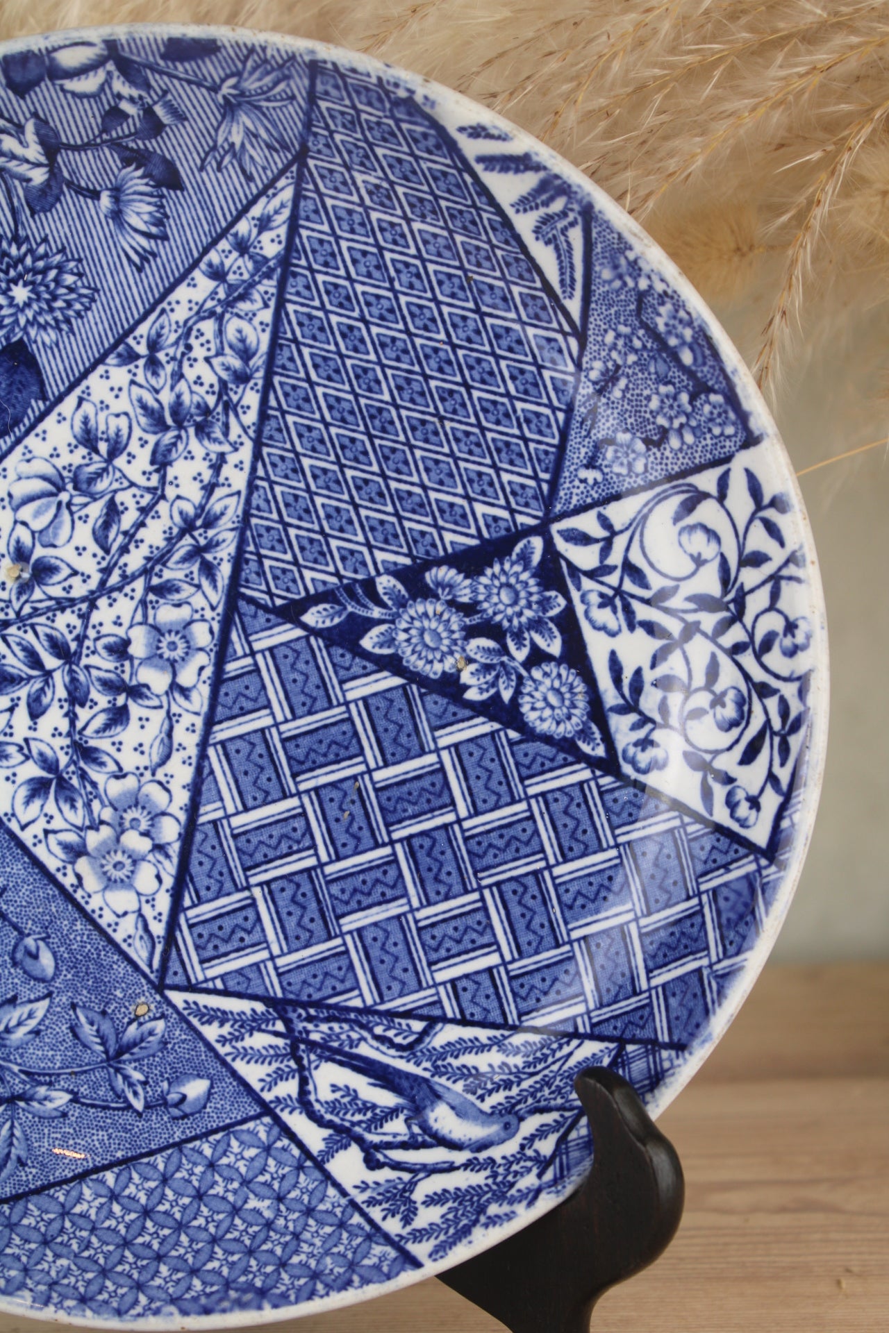 Blue and White Patchwork Plate